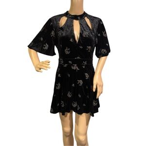 Lost + Wonder Jumpsuit Womens Size M Elegant Black Velvet With Gold Detail